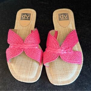 Dolce Vita Pink Slide Sandals with Woven Bow
